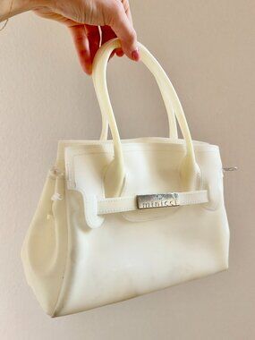 Vintage Minicci White Jelly Bag Chrome Logo Mini Handbag